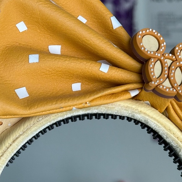 Disney Parks Loungefly Yellow Pretzel Headband with Gold Accents - Picture 3 of 7